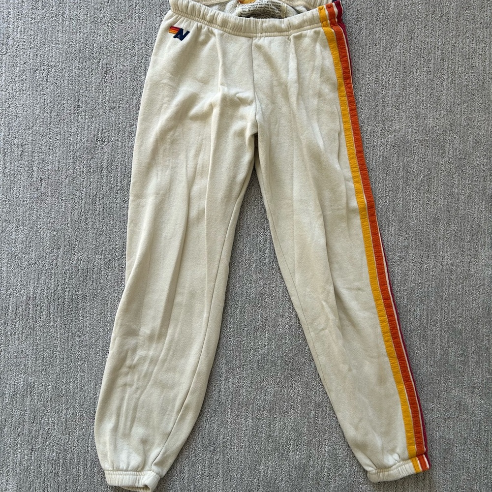 Aviator Nation 5 stripe sweatpants vintage white Small
